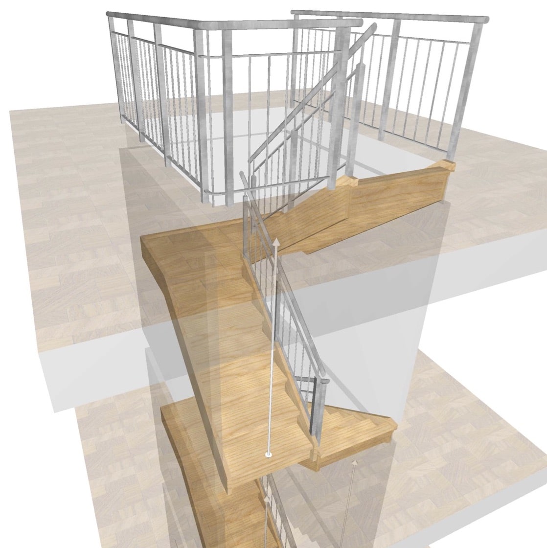 Variante escalier bois en 3D